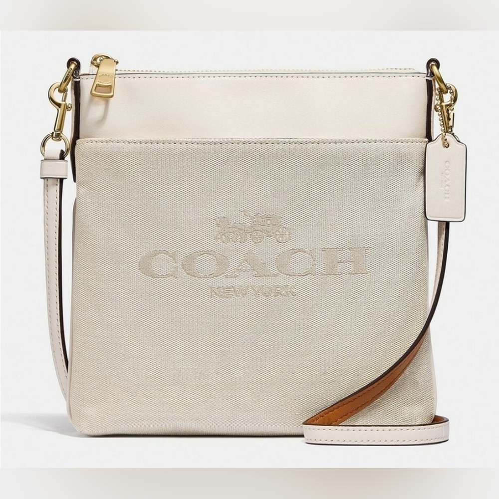 Coach Cream and Tan Crossbody Bag